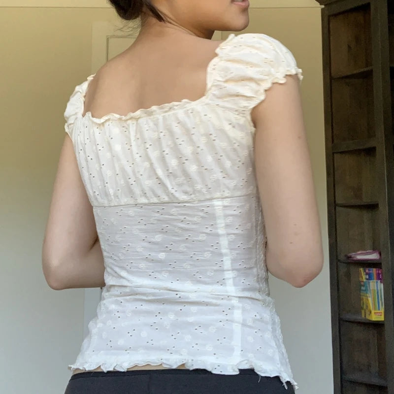 Puff Sleeve Button Top