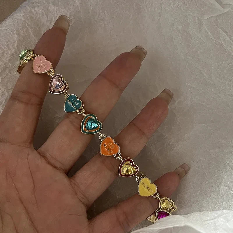 Colorful Heart Stainless Steel Bracelet