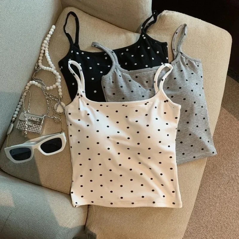 Polka Dot Backless Slim Cami
