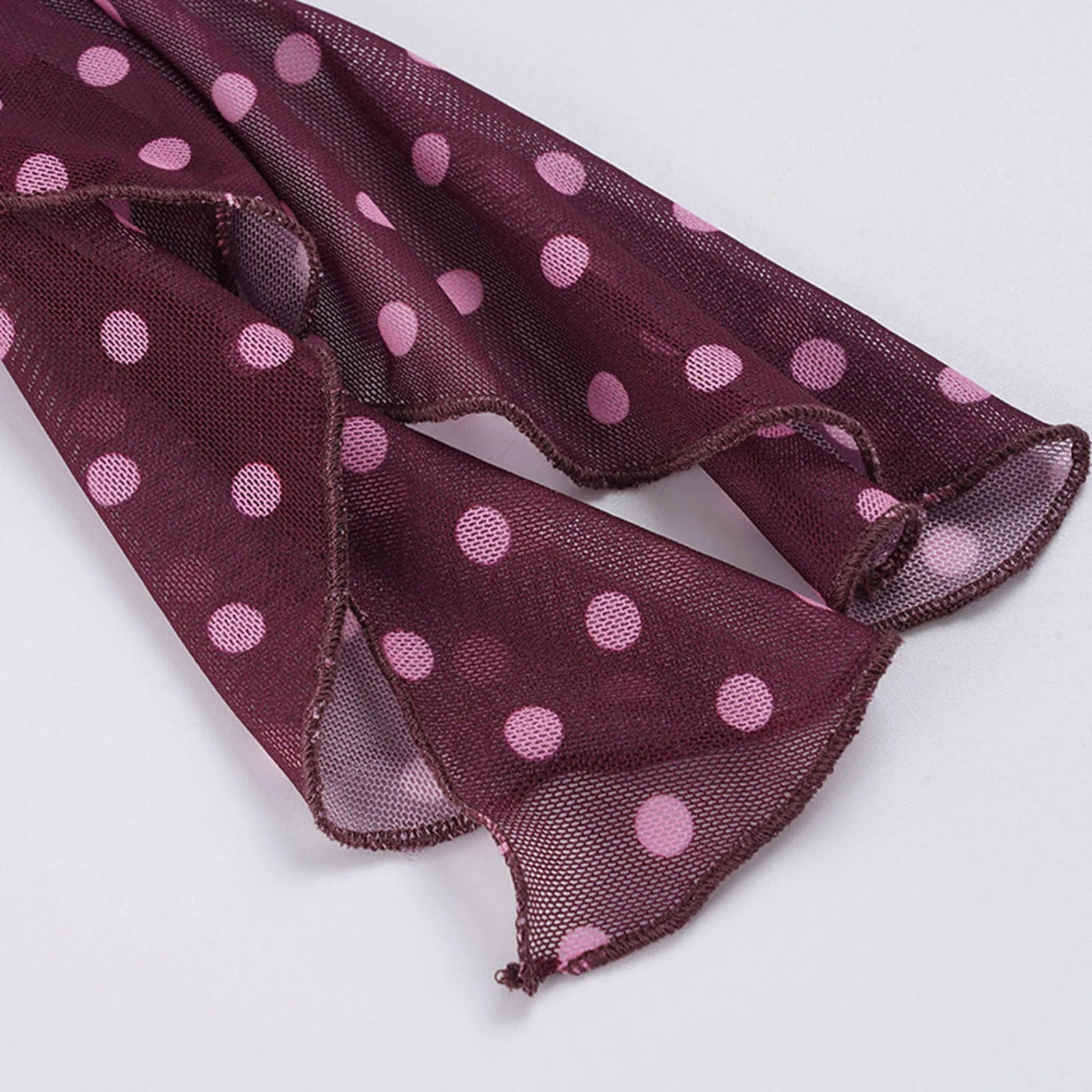 Polka‑Dot Sheer Halter Cami with Scarf Detail