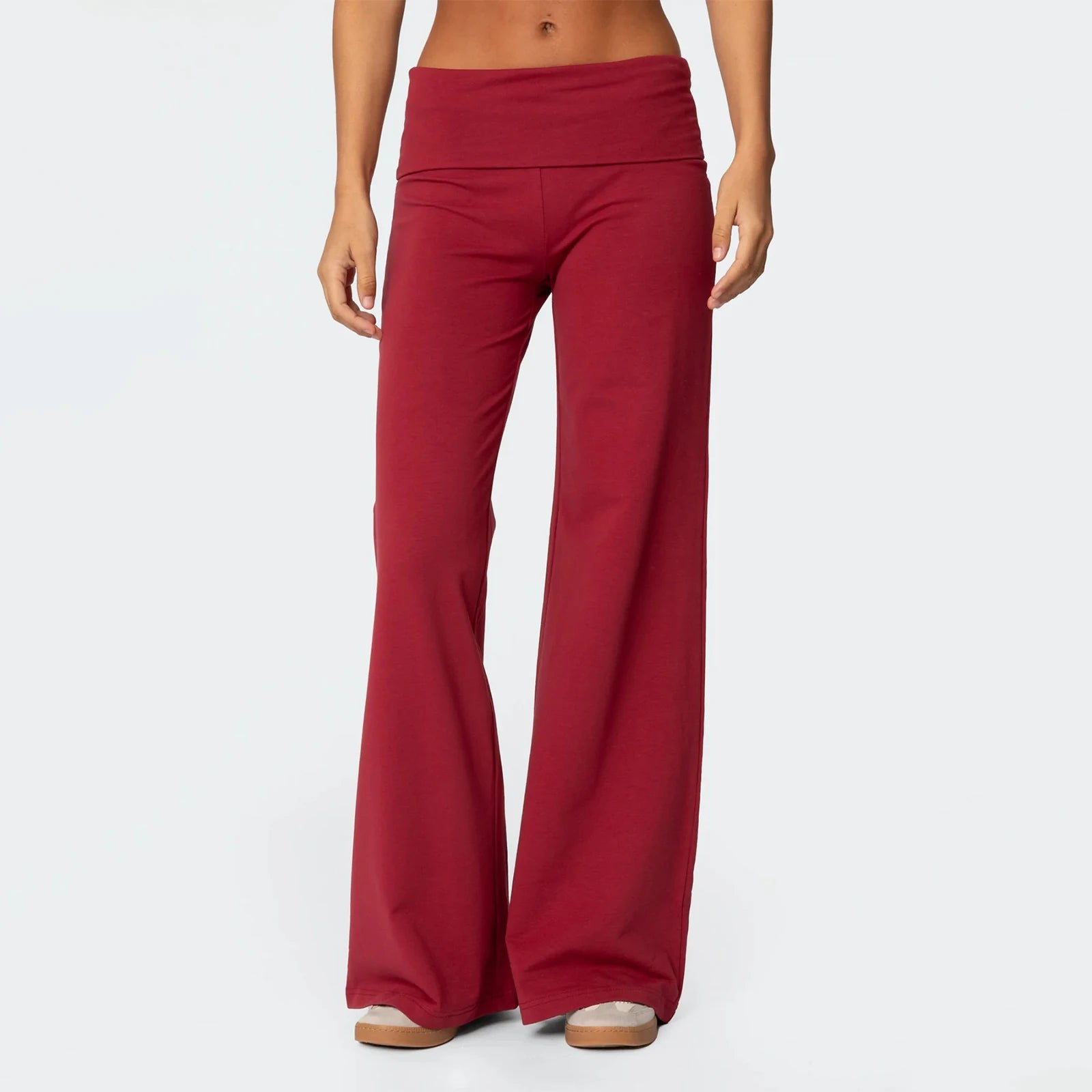 Foldover Low‑Rise Wide‑Leg Sweatpants