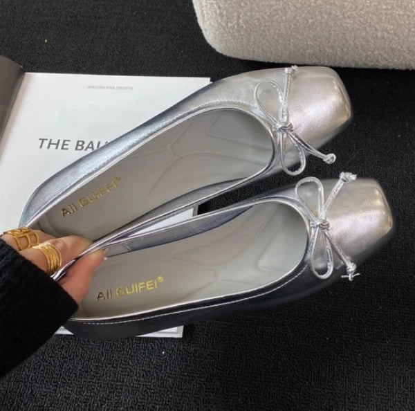 Bow Square-Toe Slip-On Flats