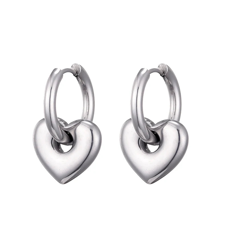 Heart Star & Moon Stainless Steel Hoop Set