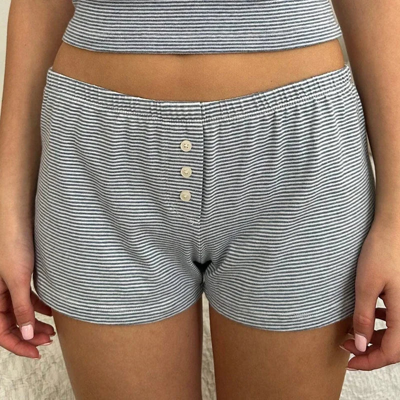 Striped Low‑Waist Pajama Boxer Shorts