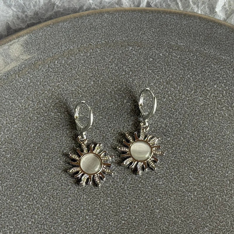 Sun & Moon Stainless Steel Hoop Earrings