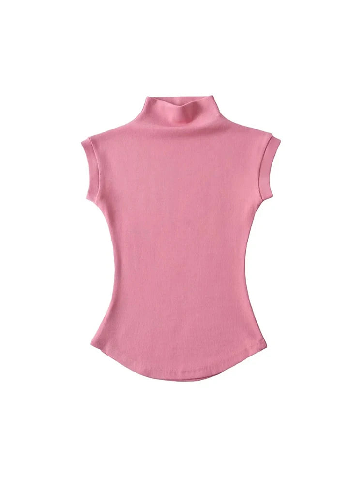 Slim‑Fit Sleeveless Mock Neck Top