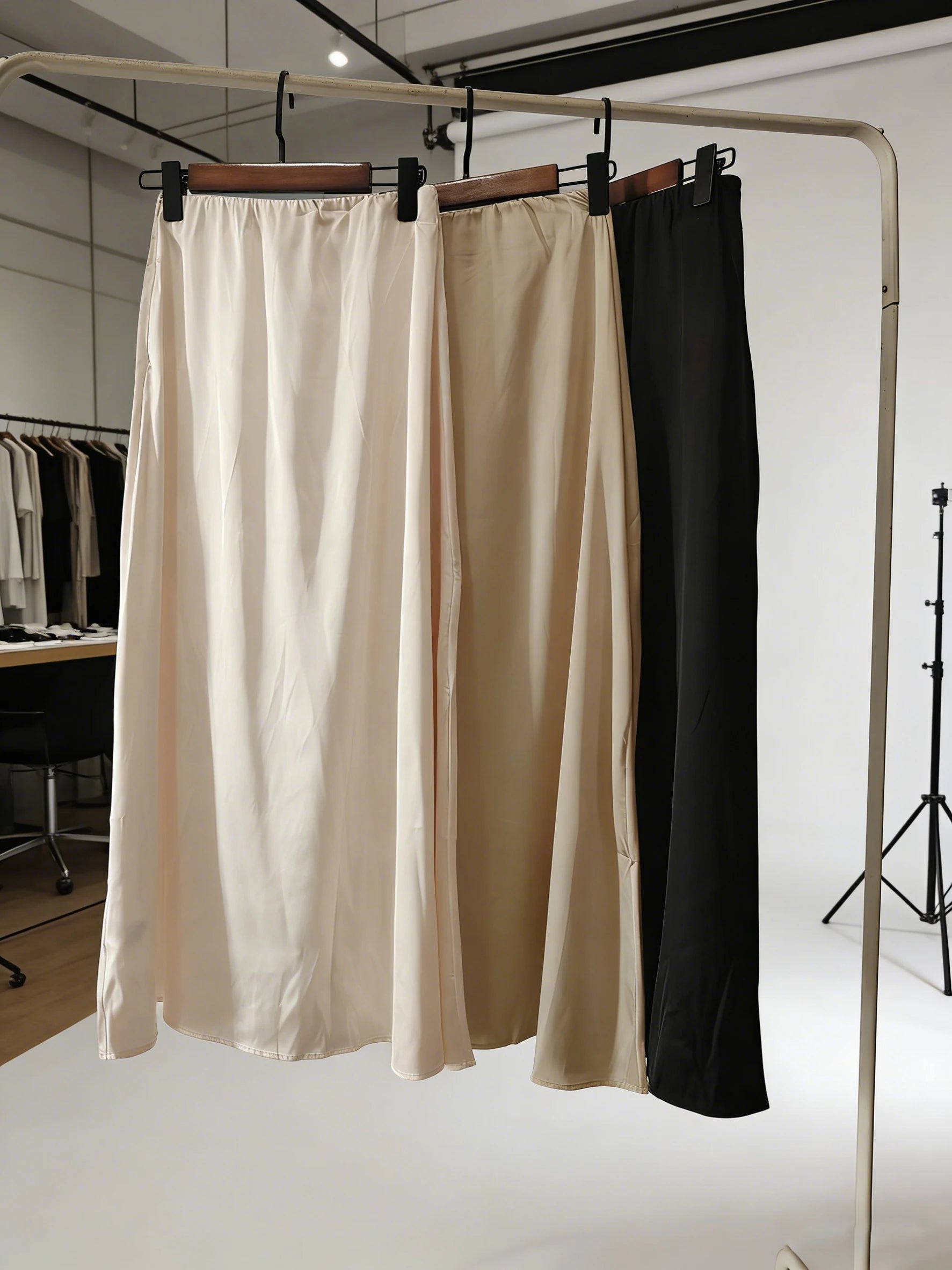 Black Satin Maxi Skirt