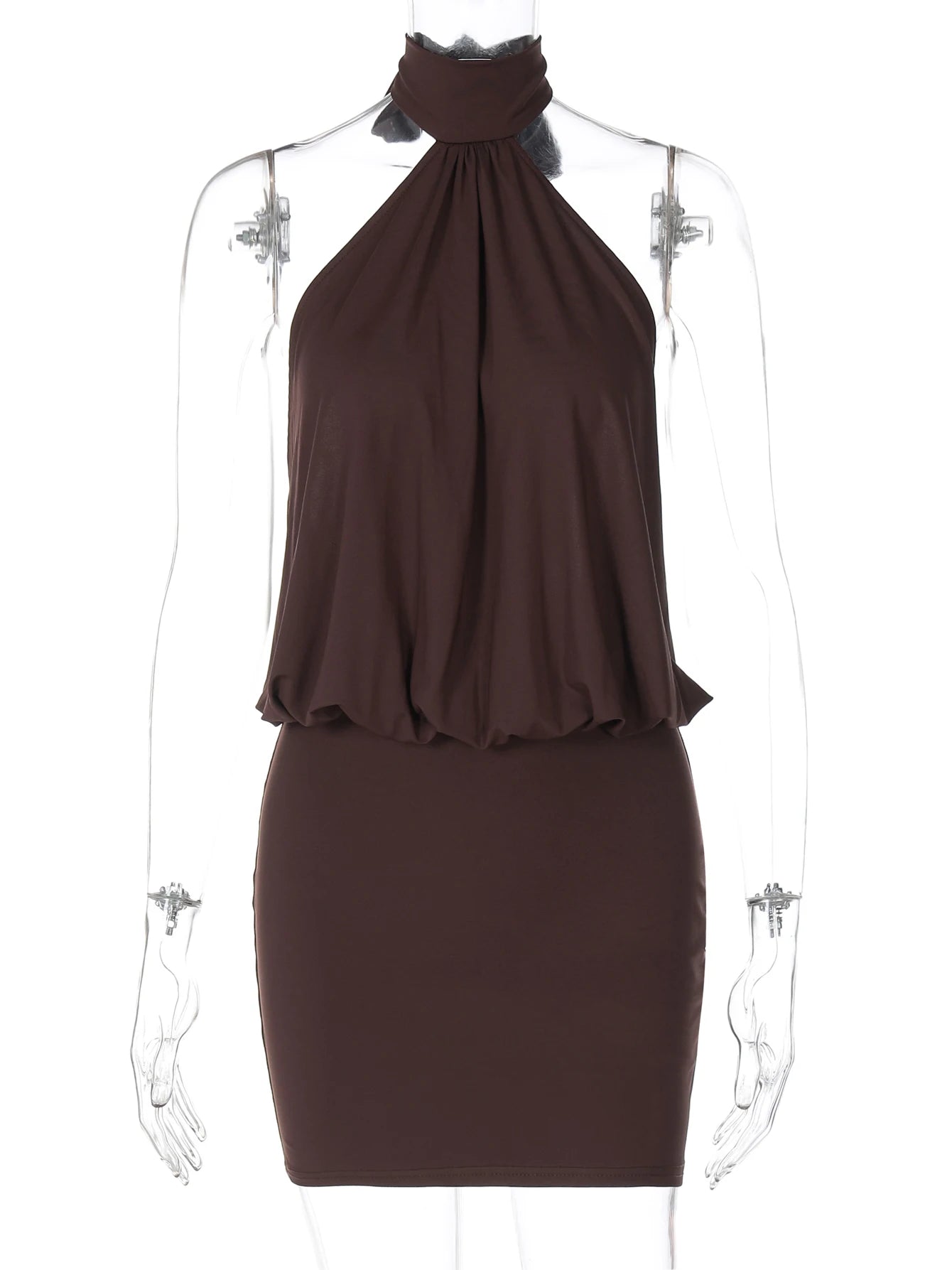 Halter Backless Drop Mini Dress