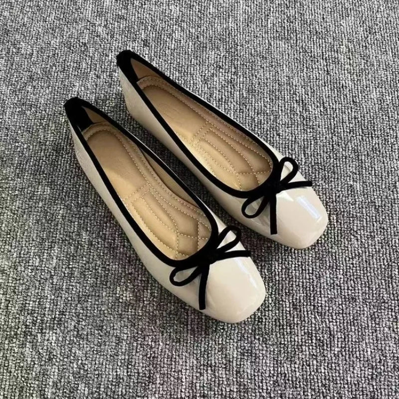 Square Toe Bow Ballet Flats