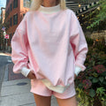 Striped Mock‑Neck Sweatshirt & Shorts Set