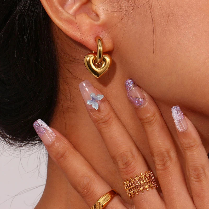 Heart Star & Moon Stainless Steel Hoop Set