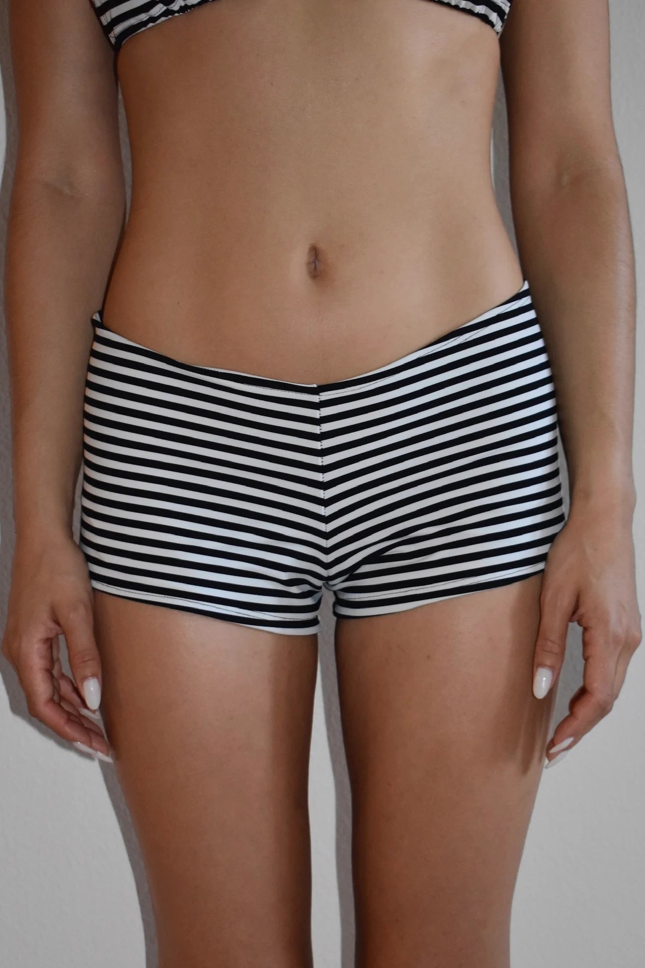 Striped Ultra Low‑Rise Y2K Micro Shorts.