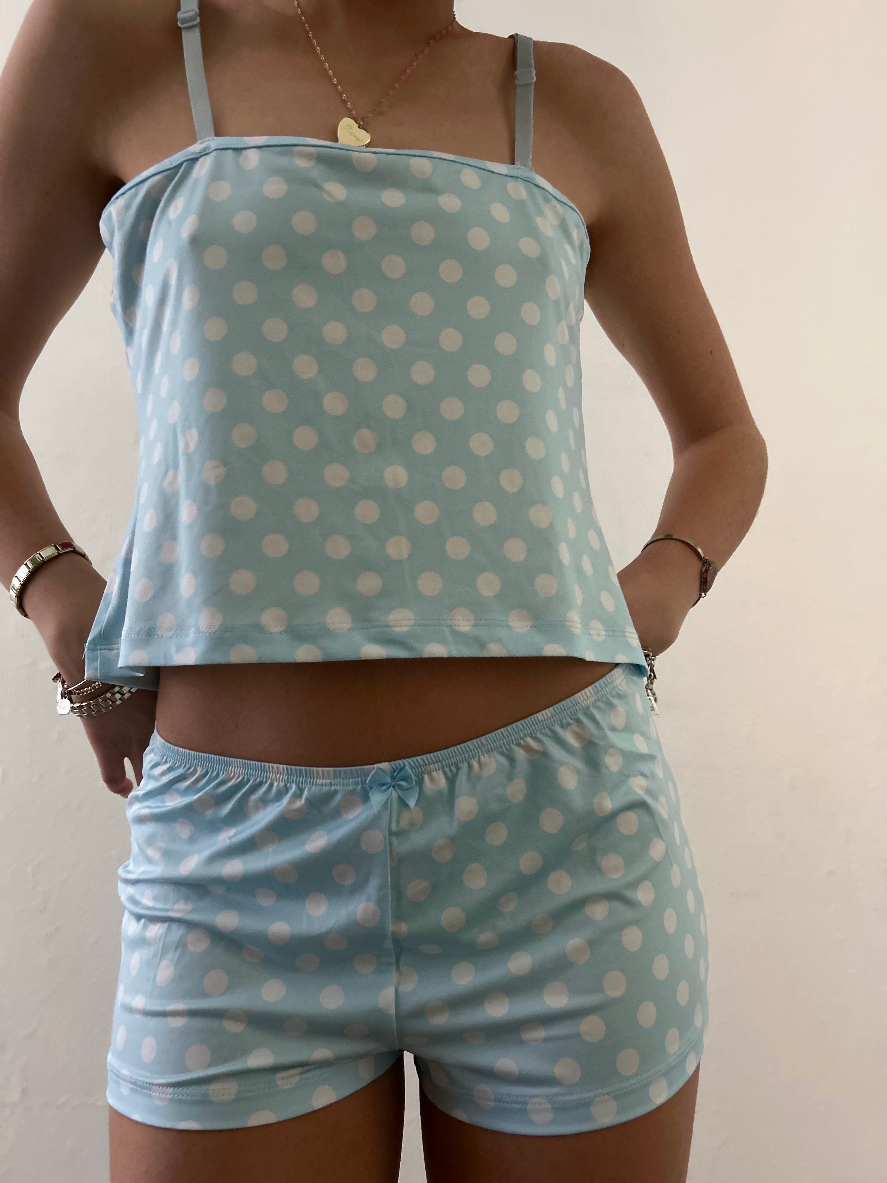 Polka‑Dot Y2K Cami & Shorts Pajama Set