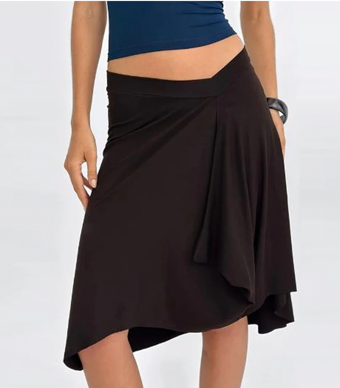 Striped Low Waist Irregular Midi Skirt