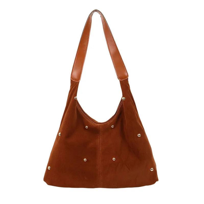 Suede Rivet Tote Purse