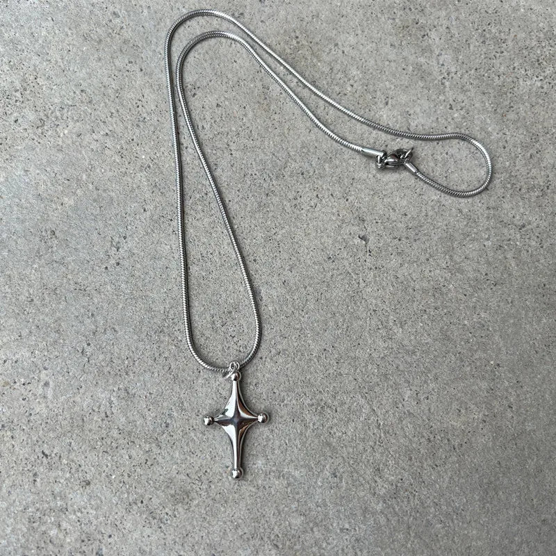 Long Star Stainless Steel Drop Necklace