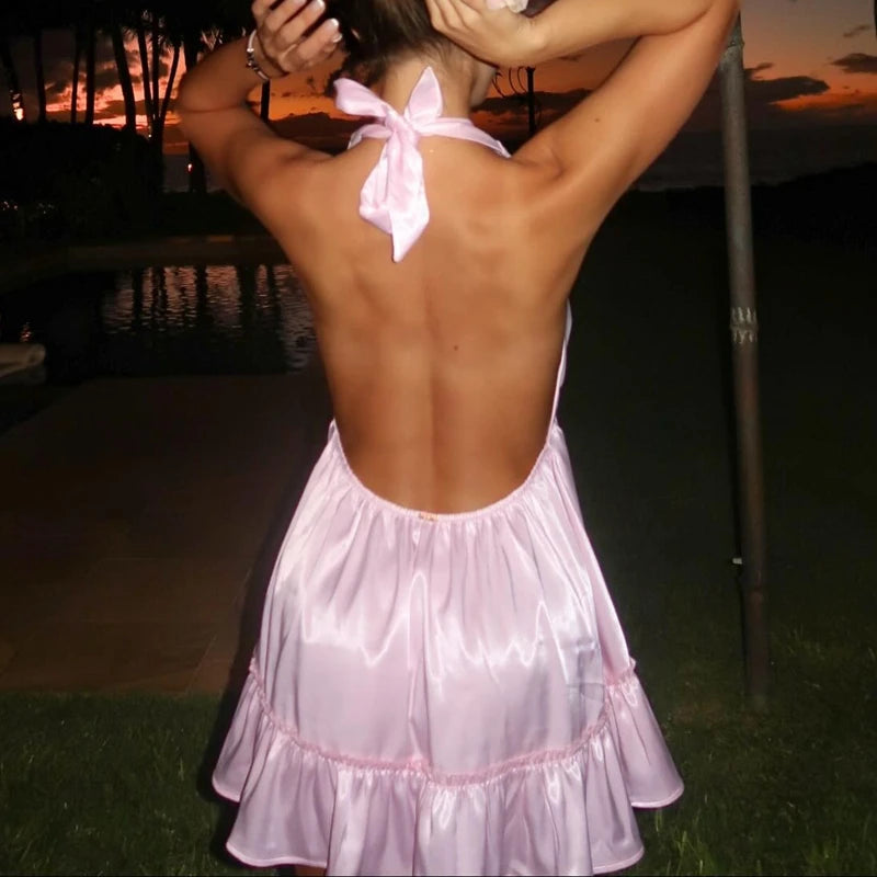Flowy Ruffle‑Hem Halter Sundress