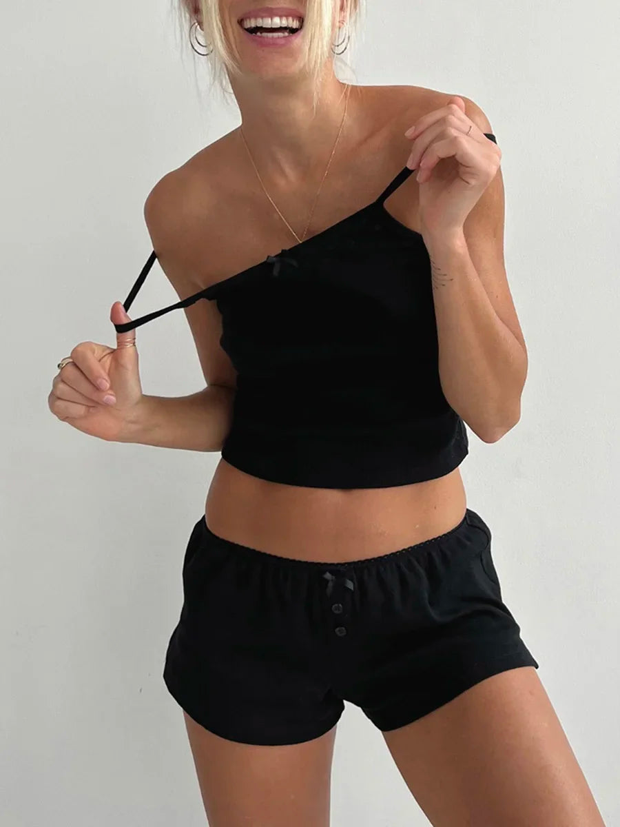 Lace‑Trim Cami & Shorts Pajama Set