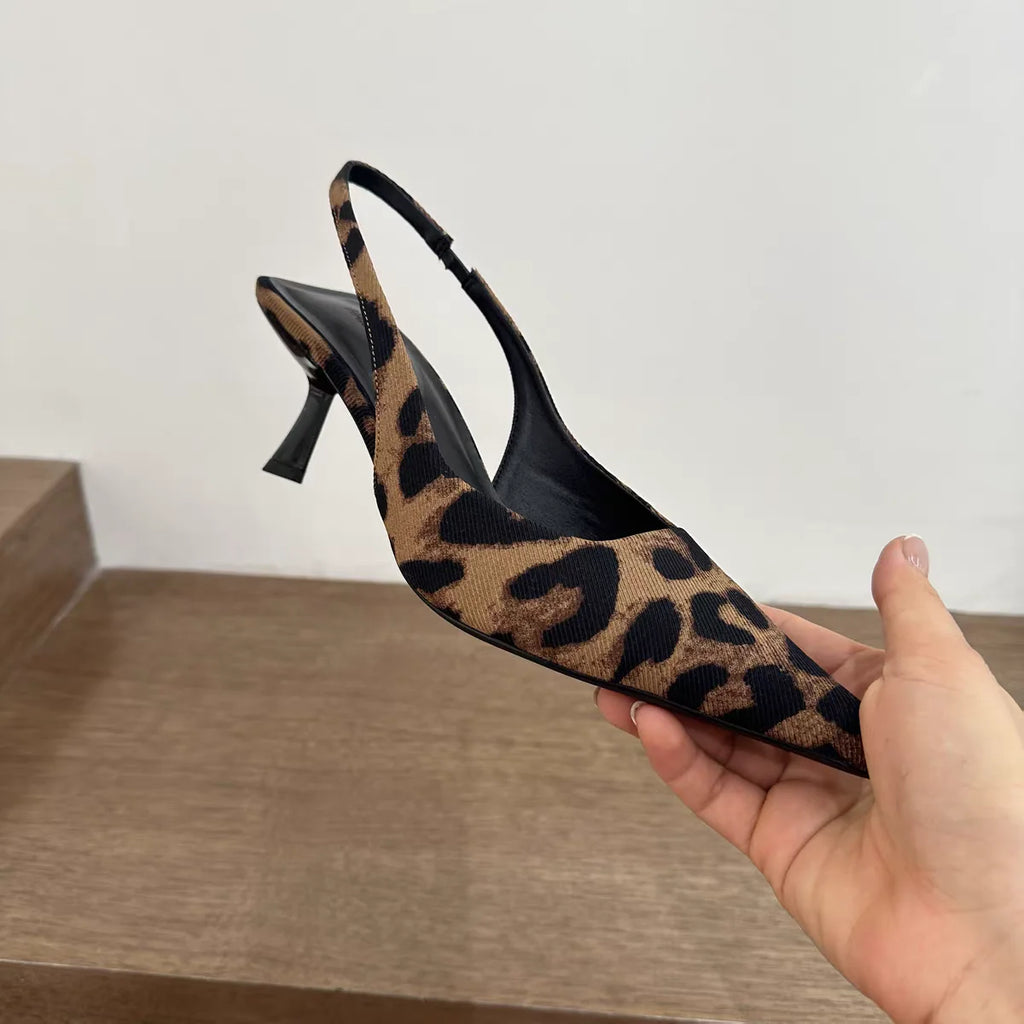Pointed Toe Slip‑On Kitten Heel