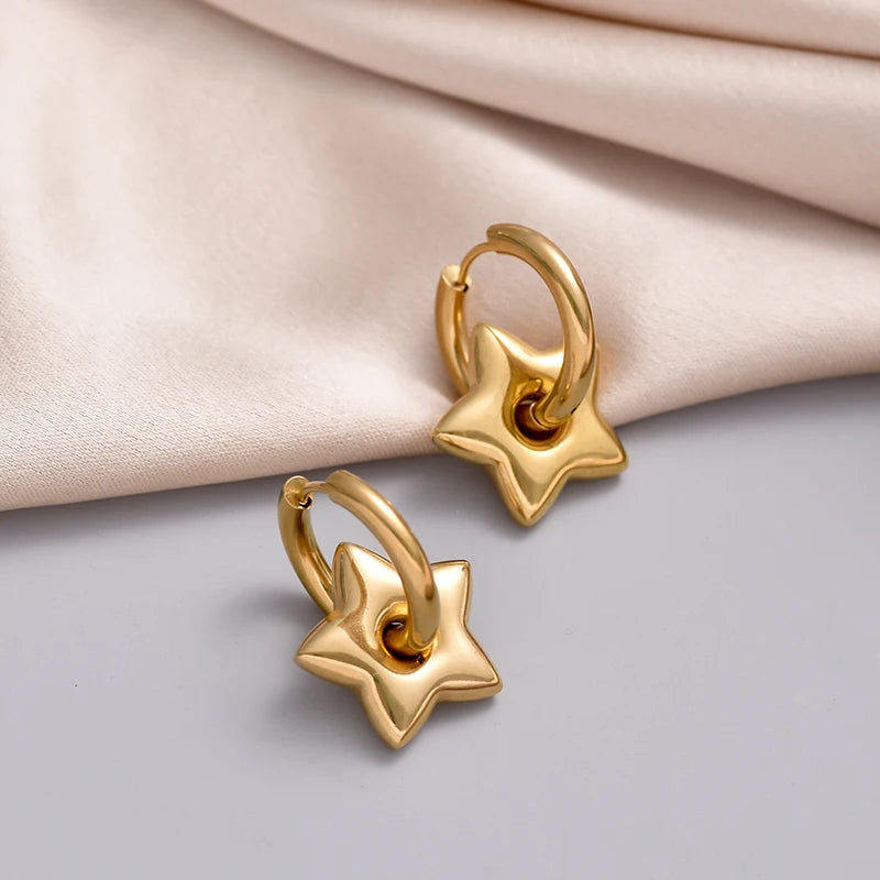 Heart Star & Moon Stainless Steel Hoop Set