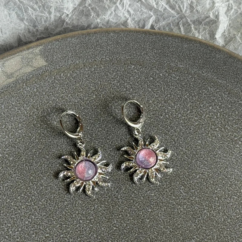 Sun & Moon Stainless Steel Hoop Earrings