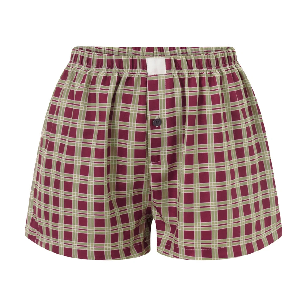 Plaid Low‑Waist Lounge Shorts