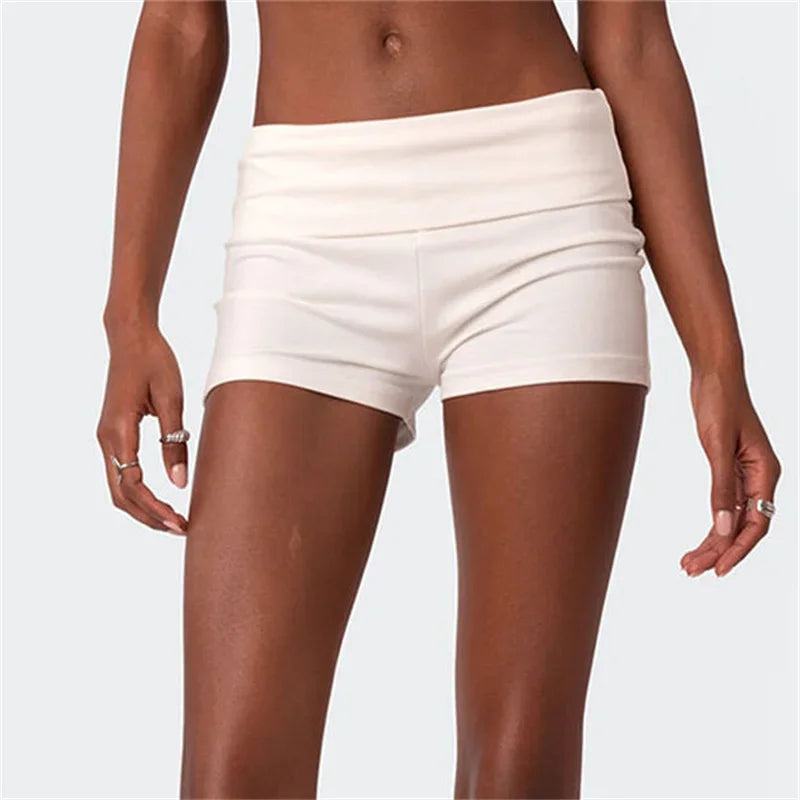 Seamless Low‑Rise Fold‑Over Lounge Shorts