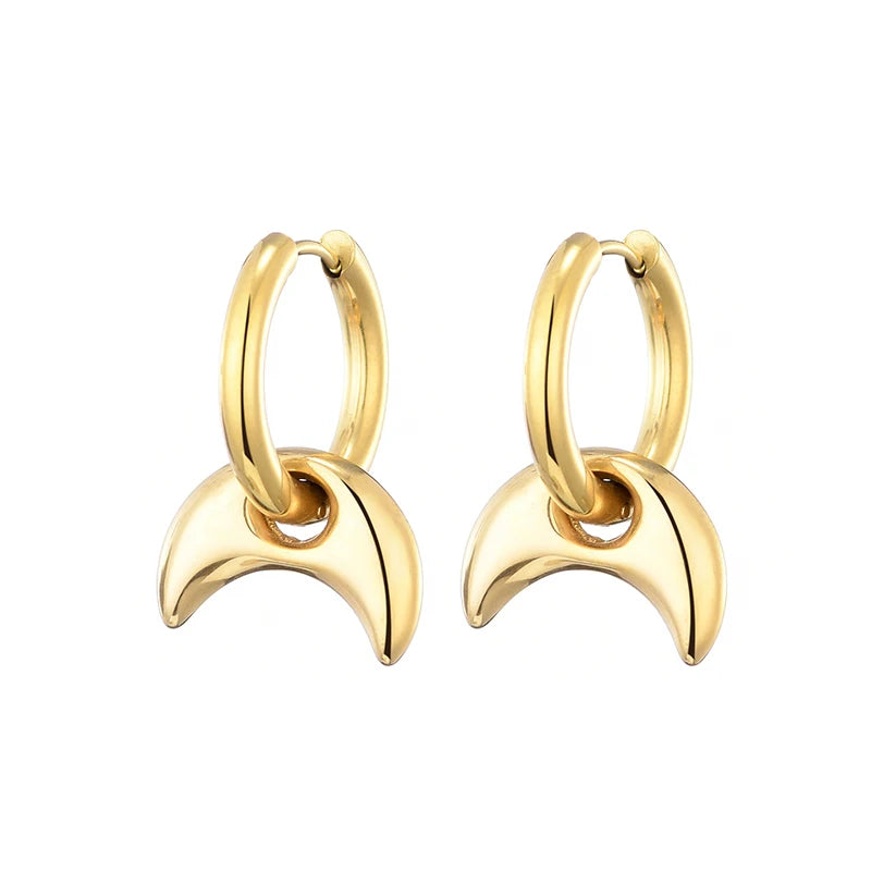 Heart Star & Moon Stainless Steel Hoop Set