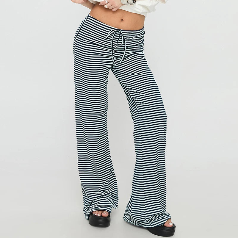 Foldover Low‑Rise Wide‑Leg Sweatpants