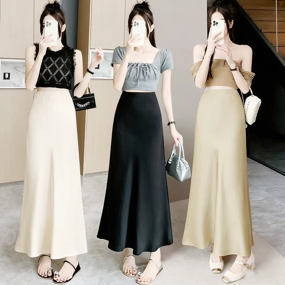 Black Satin Maxi Skirt