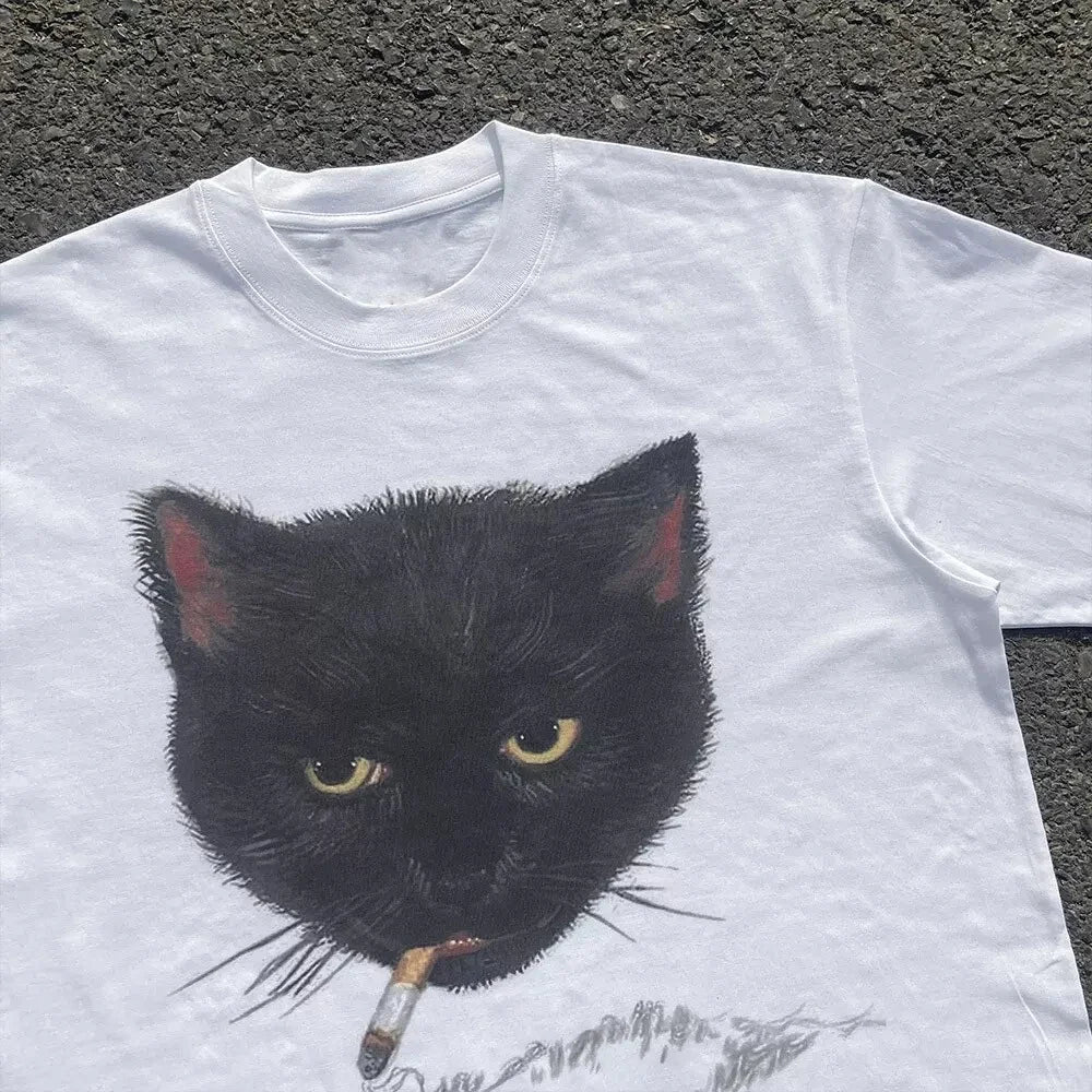 Cat Cig Graphic Baby Tee