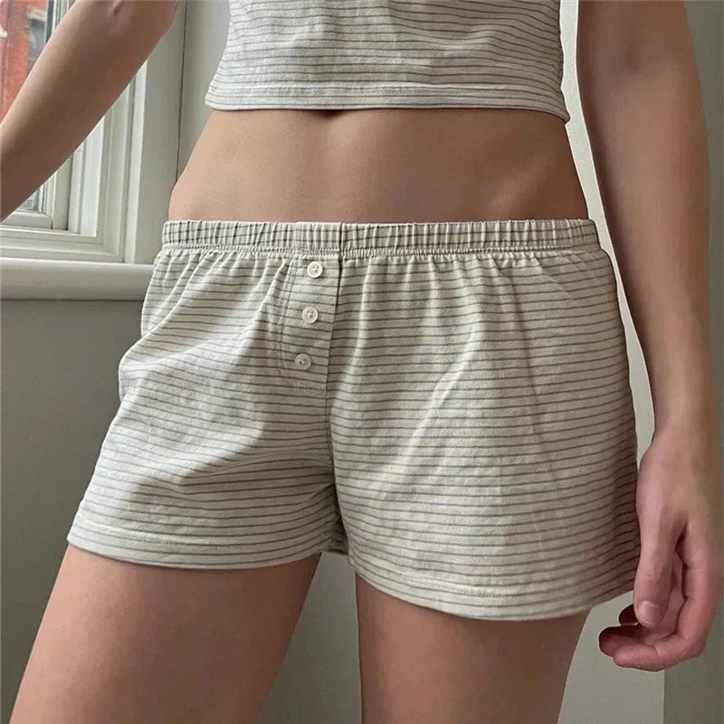 Striped Low‑Waist Pajama Boxer Shorts