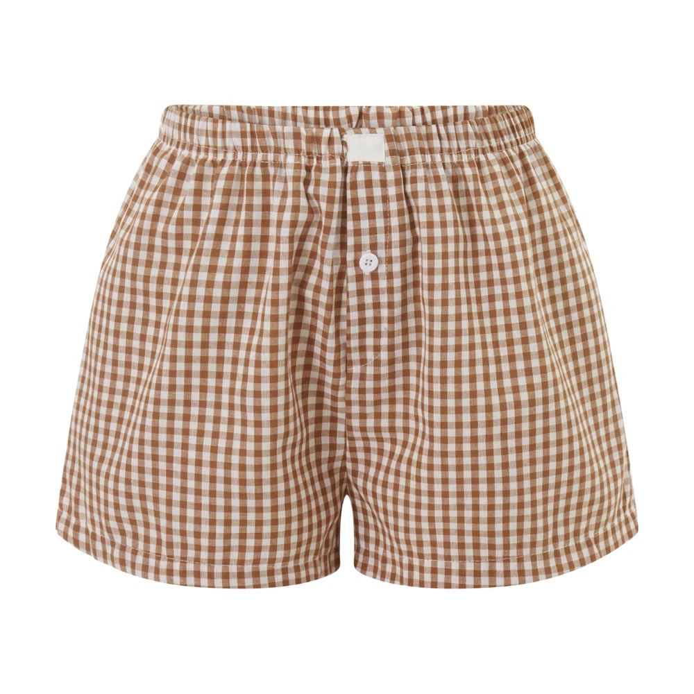 Plaid Low‑Waist Lounge Shorts