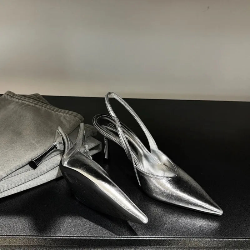 Pointed Toe Slip-On Kitten Heel Detailed