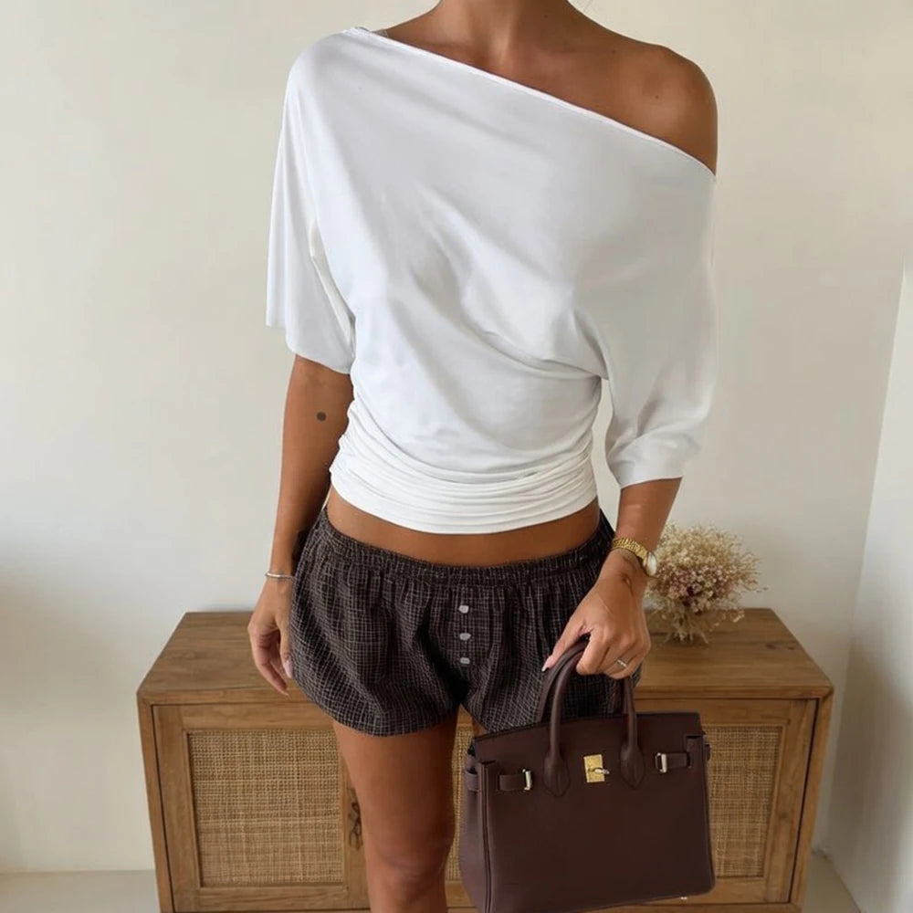 Off-Shoulder Boat Sleeve Tee