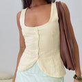 Vintage Square‑Neck Button Crop Vest