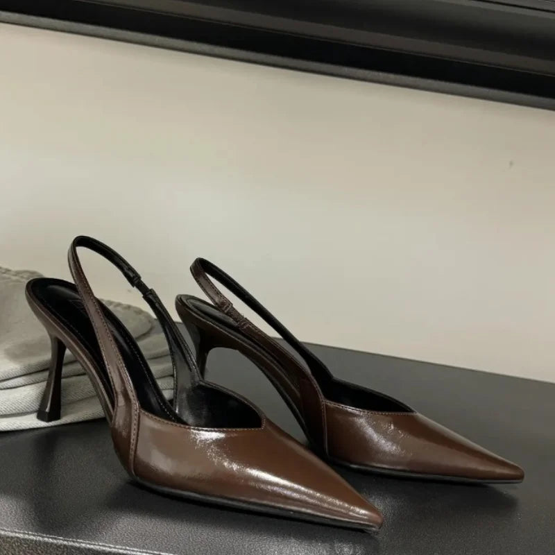 Pointed Toe Slip-On Kitten Heel Detailed