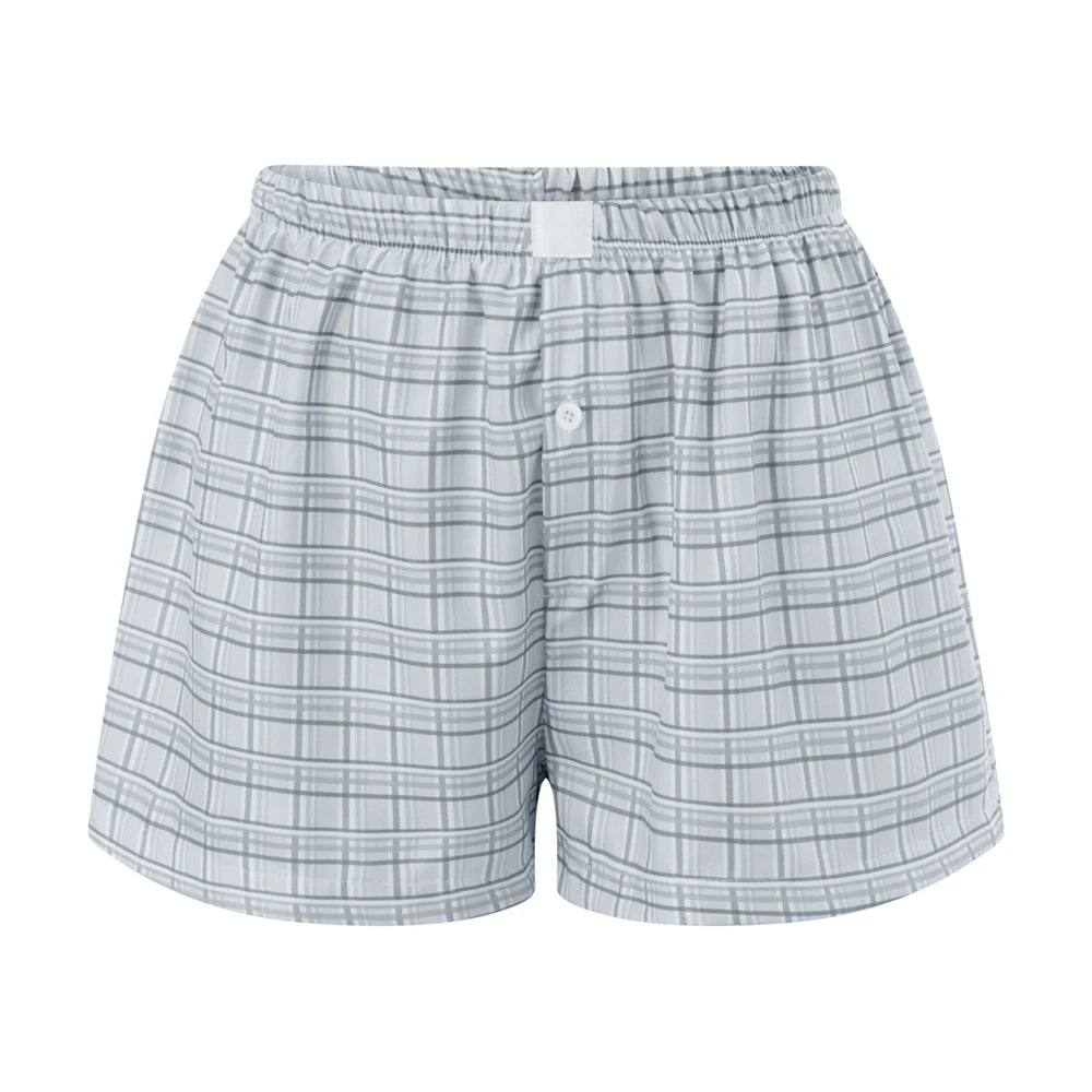 Plaid Low‑Waist Lounge Shorts