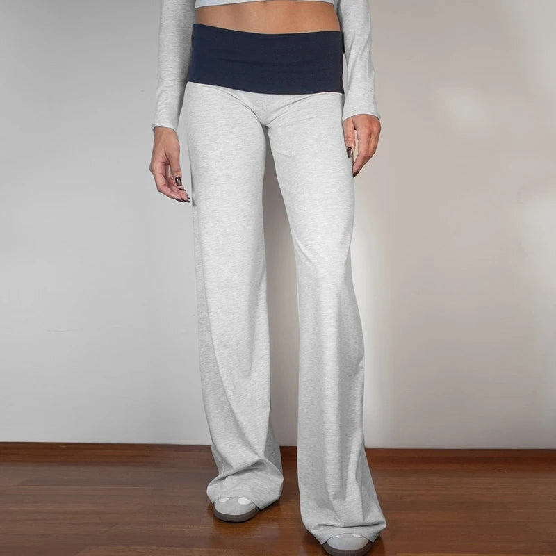 Foldover Low‑Rise Wide‑Leg Sweatpants