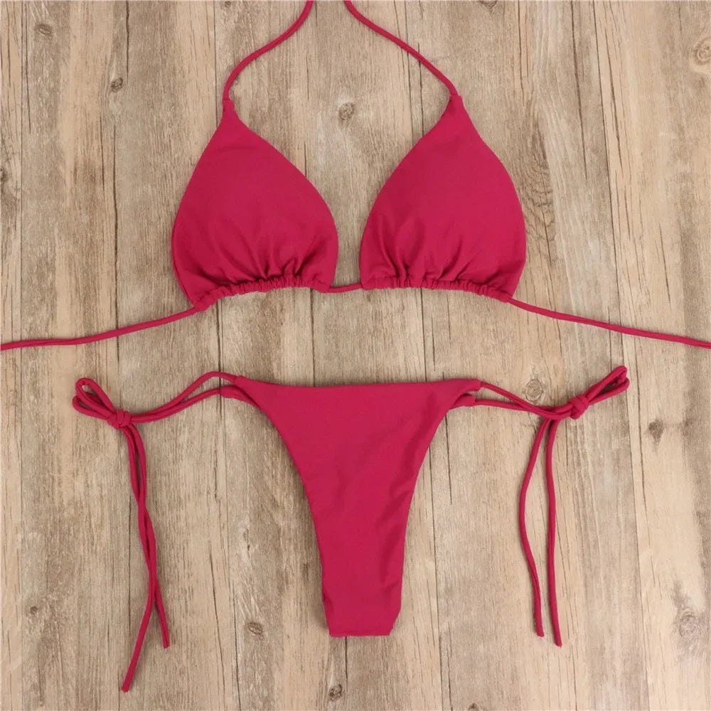 Shoreline Triangle Thong Bikini