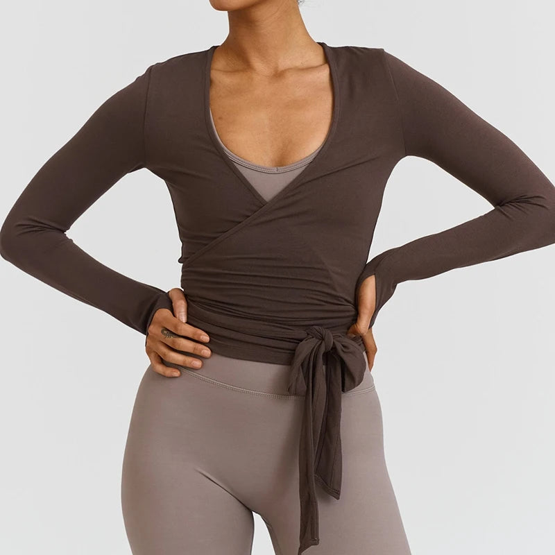 Ballet Wrap Long‑Sleeve Crop Tee