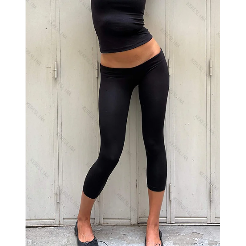 Y2K Retro Slim Cropped Capri Pants