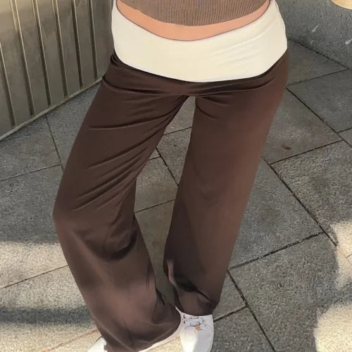 Y2K Foldover Color Block Yoga Pants