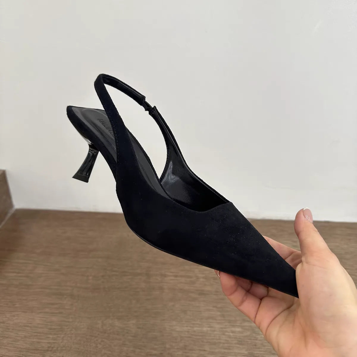 Pointed Toe Slip‑On Kitten Heel