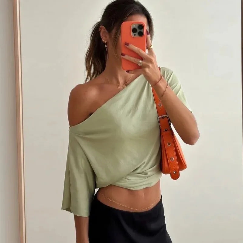 Off-Shoulder Boat Sleeve Tee