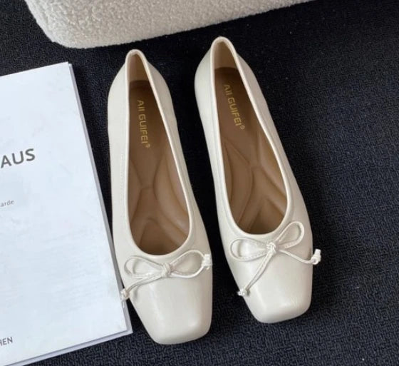 Bow Square-Toe Slip-On Flats