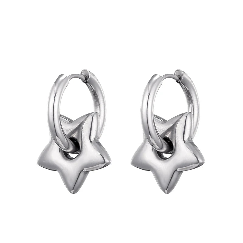 Heart Star & Moon Stainless Steel Hoop Set