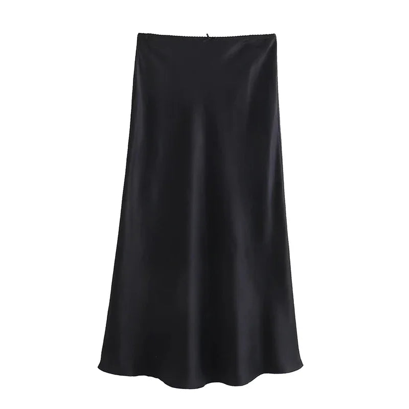 Black Satin Maxi Skirt