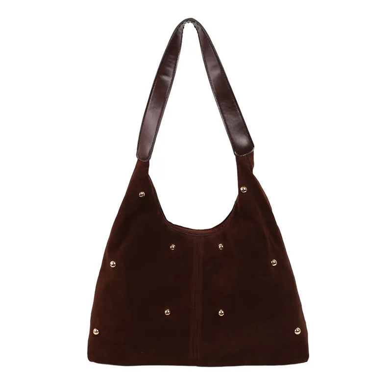 Suede Rivet Tote Purse
