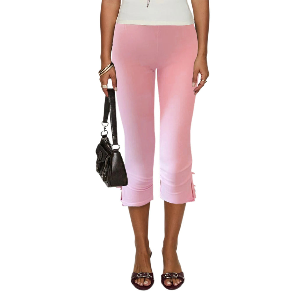 Slim Fit Bow‑Detail Capri Pants